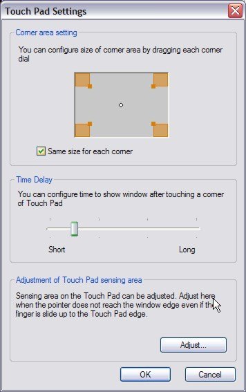 Touch pad settings