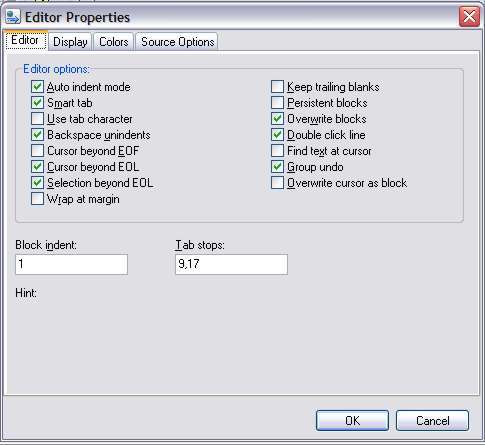 Editor properties