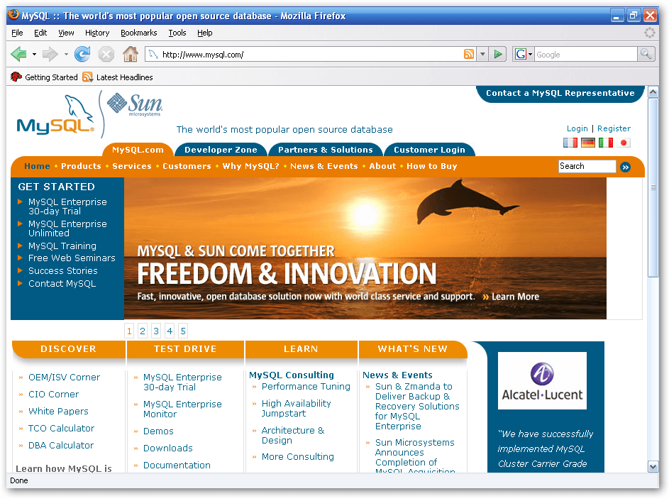 MySQL home page