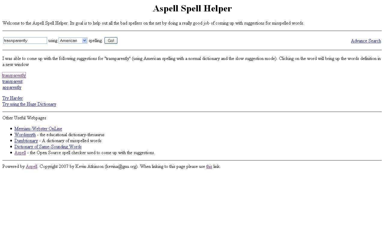 Aspell Website