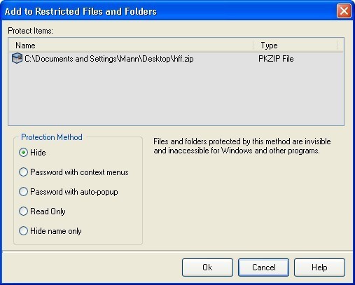 Add to restricted Files and Folders window