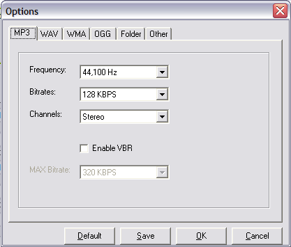 Mp3 options
