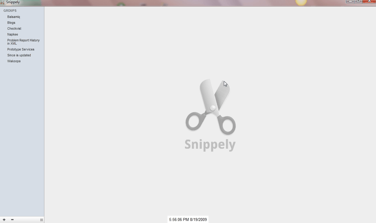 This is a picture of Snippely when no groups are selected.