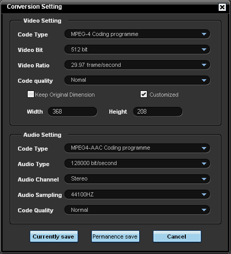 Conversion-specific Settings
