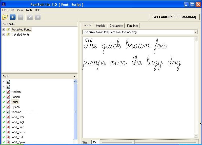 Font script sample