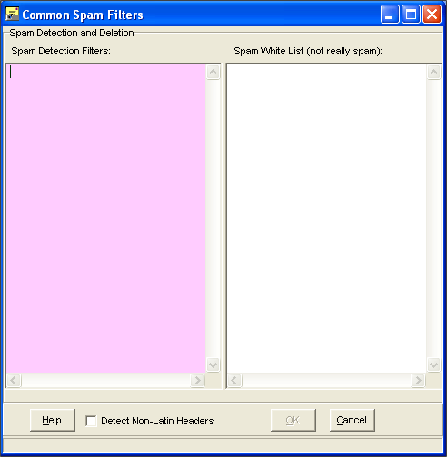 Spam Filters Window