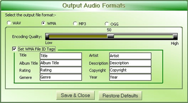 Output Audio Formats