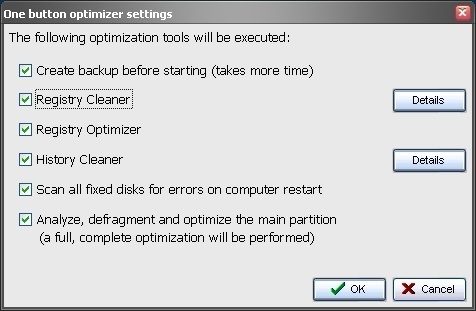 One button opimizer settings