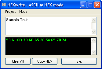 ASCII to HEX Mode Conversion