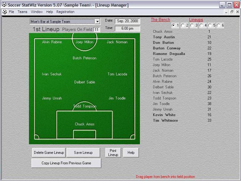 Lineup Manager view
