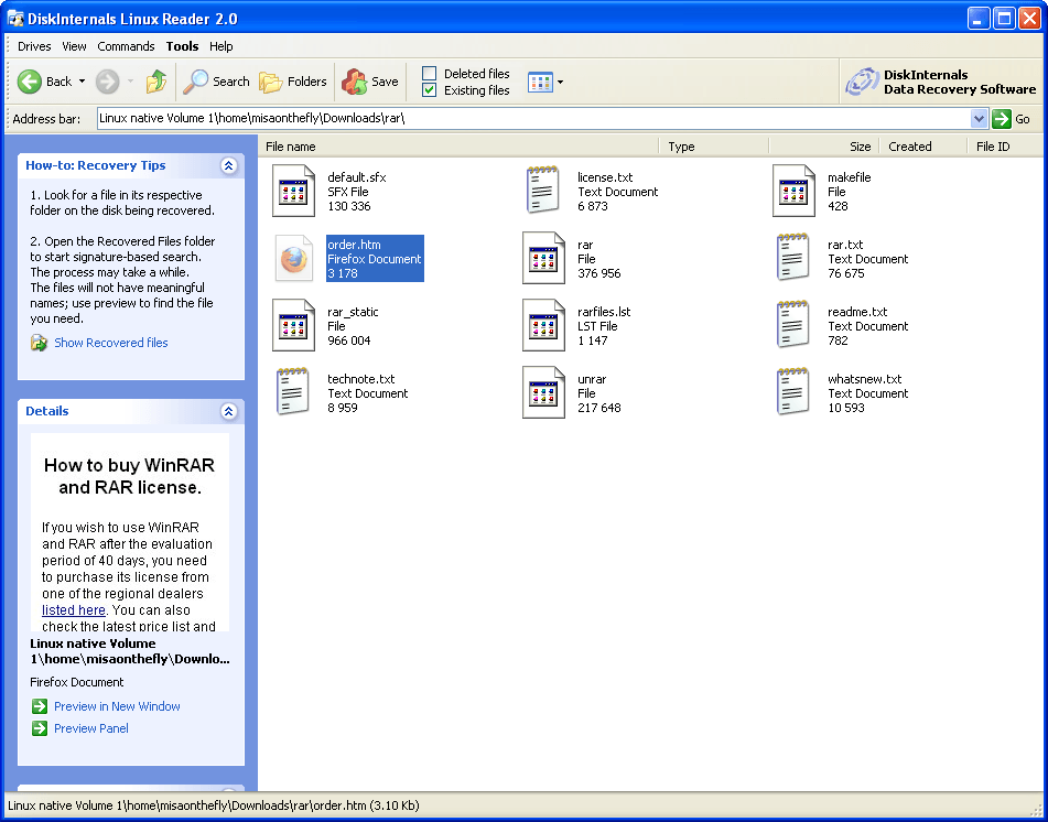 In the left panel you can see the preview of certain files types.