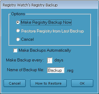 Registry Backup Window