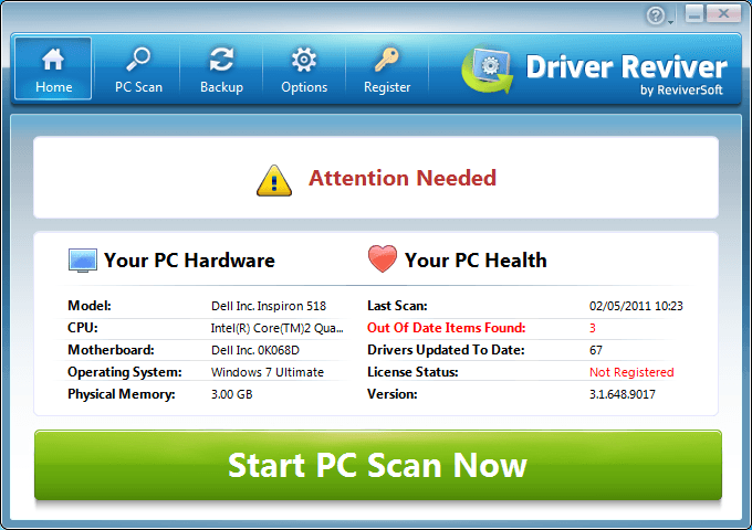 Driver Reviver Home Screen