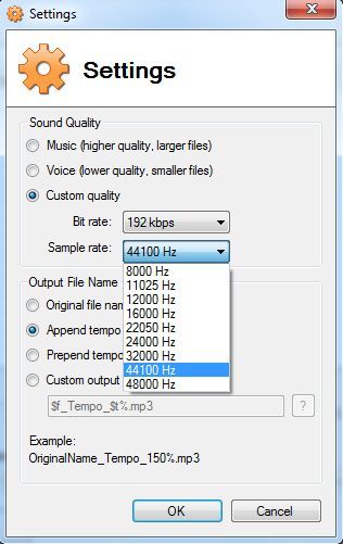 Audio sample rate