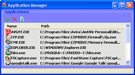 Application Manager Window