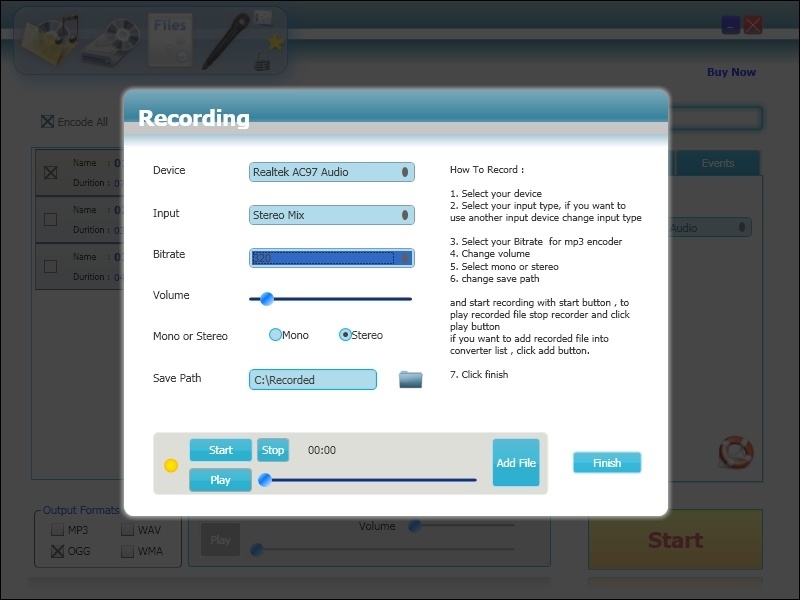 External Audio MP3 Recording