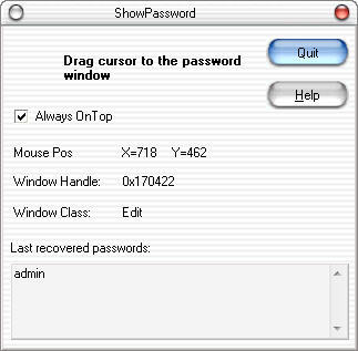 ShowPassword 1.0 Recovering a Password