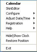 System tray menu