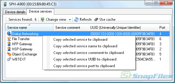 Device Services Window
