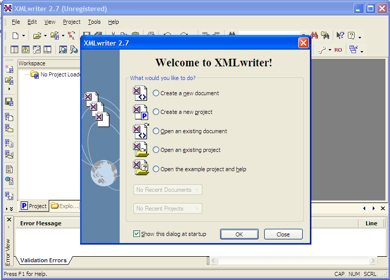 XMLWriter Starter window