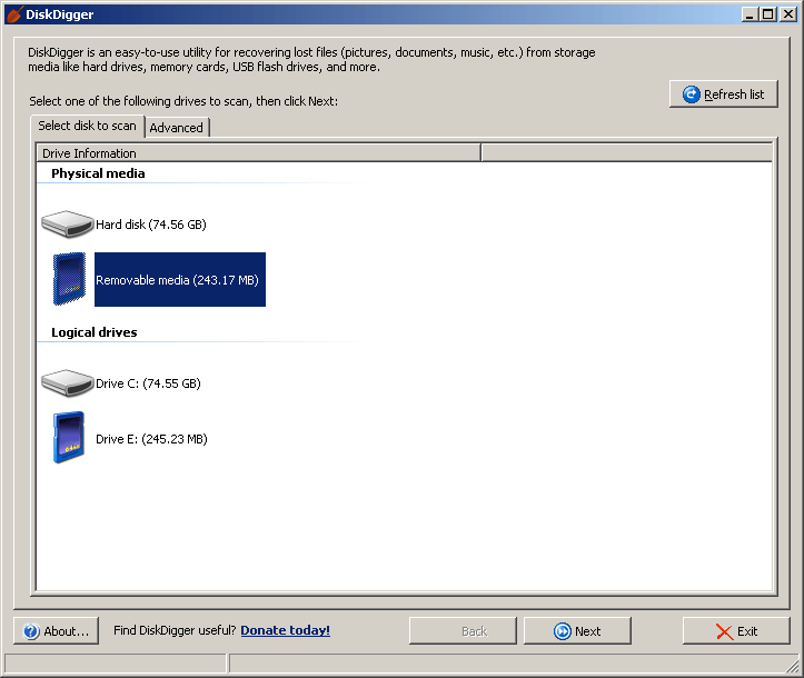 Defining sorage for scanning