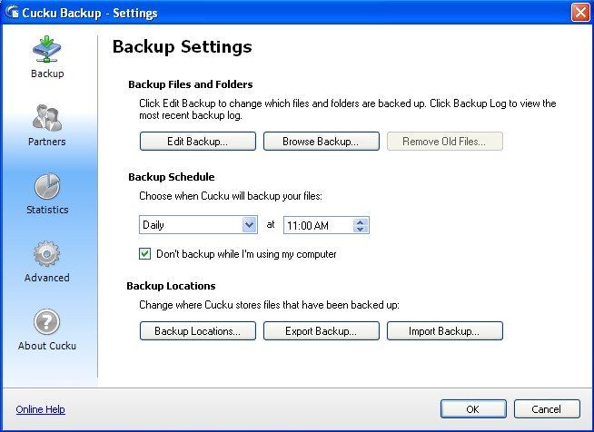 Backup settings