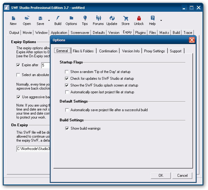 Program options dialog