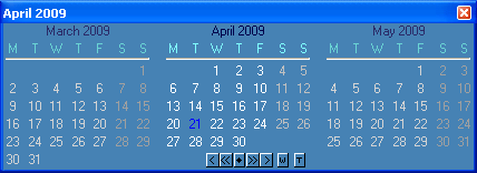 3 Month Calendar Window