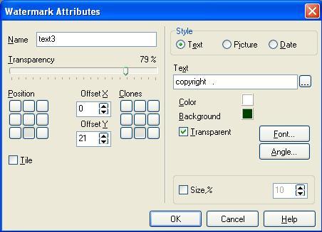 Watermark attributes