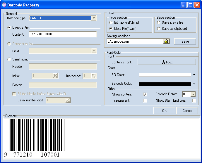 Barcode property