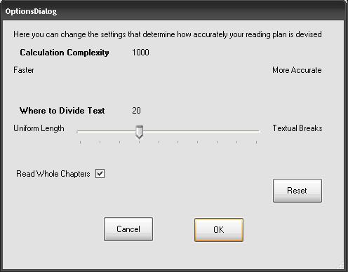 Bible Reading Plan Generator-Settings