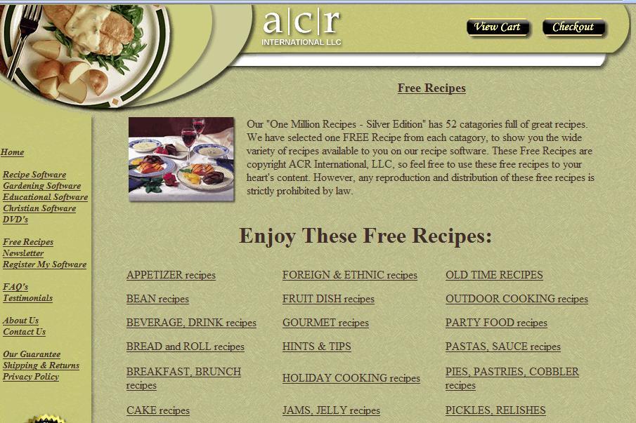 ACR Free Recipes Menu