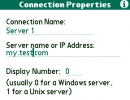 Connection properties screen
