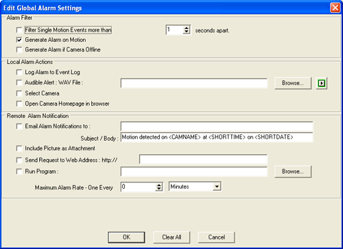 Edit Global Alarm Settings