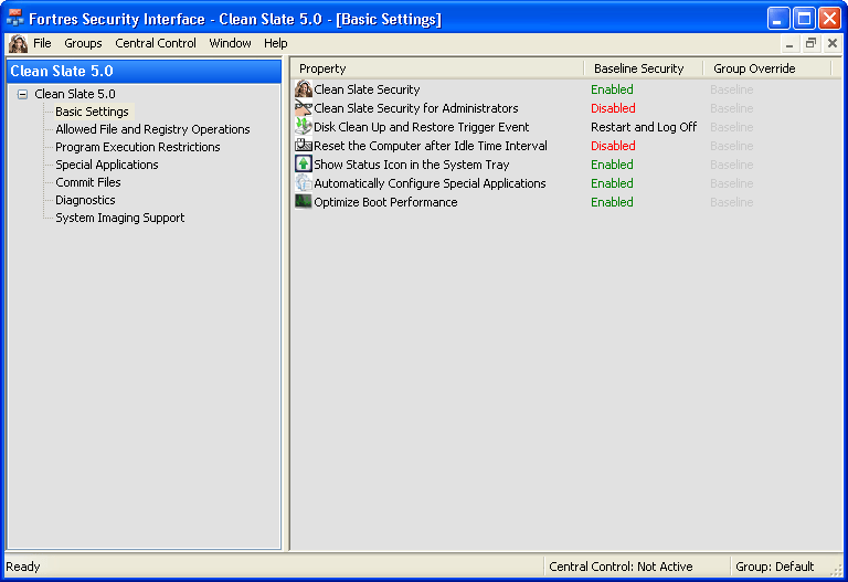 Basic Settings Window