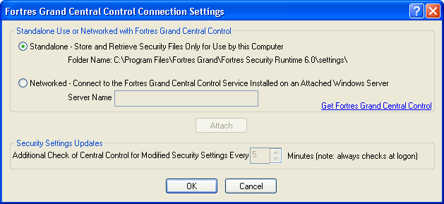 Connections setting window