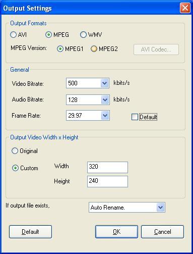 Output video settings