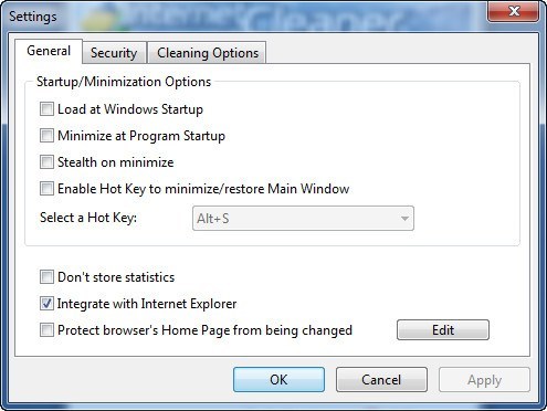 Settings Window