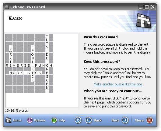 Eclipse Crossword-Viewing the finished crossword
