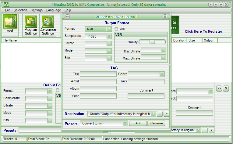 Presets editor