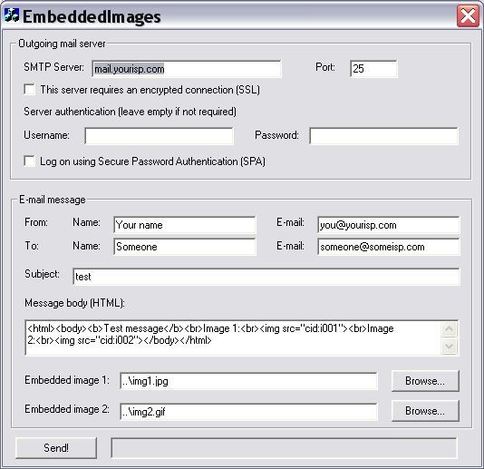 Embedded images - C++ sample