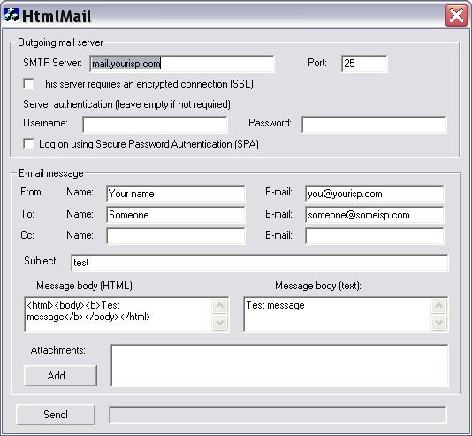 HTMLmail - C++ sample