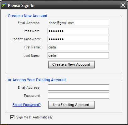 Create account