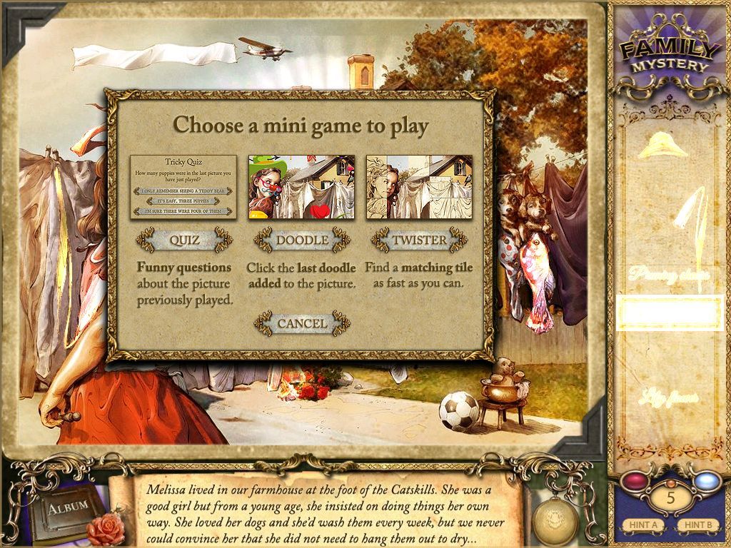 Choose a mini game to play