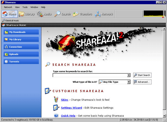 Home page of Shareaza