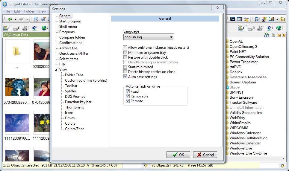 Program's Settings