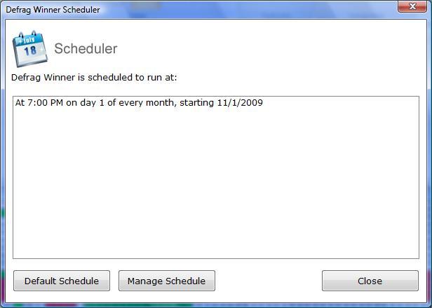 Setting the defrag schedule