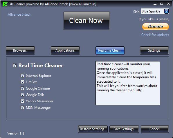Setting realtime clean