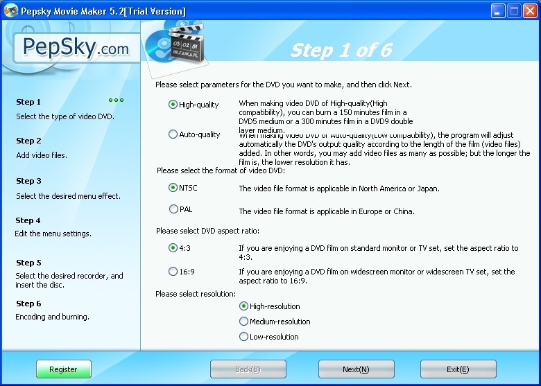 DVD Creation Settings