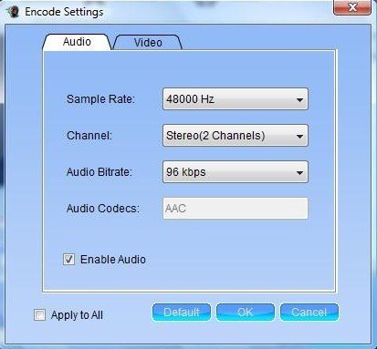 Encode settings